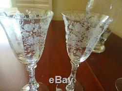 Cambridge Rose Point Wine Set Decanter 6 Cordial Glasses Elegant Vintage Crystal
