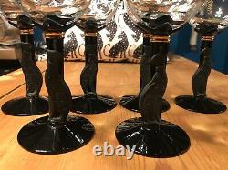 Christian Dior Casablanca Black Cat Panther Stemmed Water Glasses Glass 1995