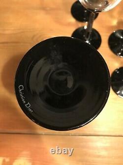 Christian Dior Casablanca Black Cat Panther Stemmed Water Glasses Glass 1995