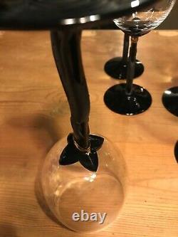 Christian Dior Casablanca Black Cat Panther Stemmed Water Glasses Glass 1995