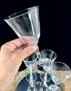 Christofle Crystal France KAWALI Wavy Stem Set Of 4 Glasses Water, Wine EUC