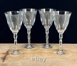 Christofle Crystal France KAWALI Wavy Stem Set Of 4 Glasses Water, Wine EUC