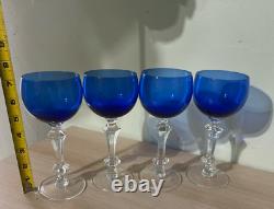 Cobalt Blue Gus Khrustalny Crystal Wine Glasses Set of 4