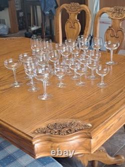 Copper Rimmed Mid Century Modern Crystal Stemware Water Wine Goblets Set Of 30