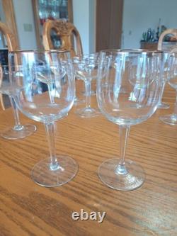 Copper Rimmed Mid Century Modern Crystal Stemware Water Wine Goblets Set Of 30