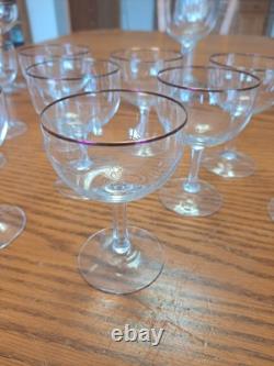 Copper Rimmed Mid Century Modern Crystal Stemware Water Wine Goblets Set Of 30