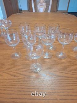 Copper Rimmed Mid Century Modern Crystal Stemware Water Wine Goblets Set Of 30