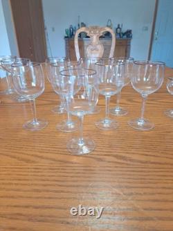 Copper Rimmed Mid Century Modern Crystal Stemware Water Wine Goblets Set Of 30