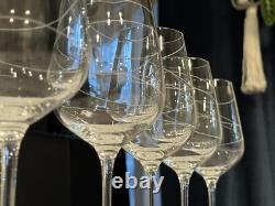 Crate And Barrel Kirsi Crystal Wine Glasses Set Of 5 Swirl Design 8 3/4