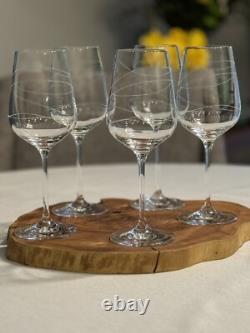 Crate And Barrel Kirsi Crystal Wine Glasses Set Of 5 Swirl Design 8 3/4