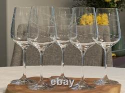 Crate And Barrel Kirsi Crystal Wine Glasses Set Of 5 Swirl Design 8 3/4
