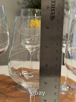 Crate And Barrel Kirsi Crystal Wine Glasses Set Of 5 Swirl Design 8 3/4