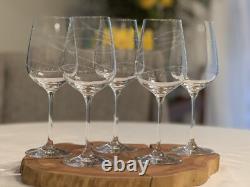 Crate And Barrel Kirsi Crystal Wine Glasses Set Of 5 Swirl Design 8 3/4