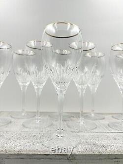 Cristal D'Arques-Durand CAPELLA GOLD RIM Crystal Wine Glasses Set of 9