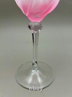 Cristal D'Arques, Florence Pink, Crystal Wine Glasses, Frosted Petals, Set Of 8