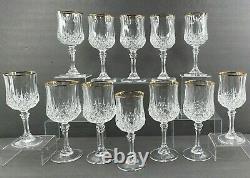 Cristal D'Arques Longchamp Gold (8) Wine Glasses (4) Water Goblets Set Crystal