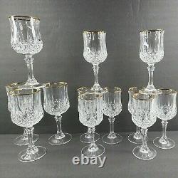 Cristal D'Arques Longchamp Gold (8) Wine Glasses (4) Water Goblets Set Crystal