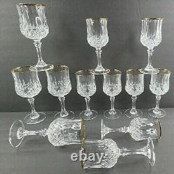 Cristal D'Arques Longchamp Gold (8) Wine Glasses (4) Water Goblets Set Crystal