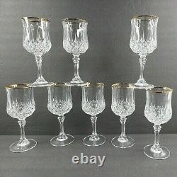 Cristal D'Arques Longchamp Gold (8) Wine Glasses (4) Water Goblets Set Crystal