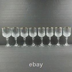 Cristal D'Arques Longchamp Gold (8) Wine Glasses (4) Water Goblets Set Crystal