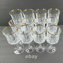 Cristal D'Arques Longchamp Gold (8) Wine Glasses (4) Water Goblets Set Crystal