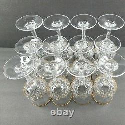 Cristal D'Arques Longchamp Gold (8) Wine Glasses (4) Water Goblets Set Crystal