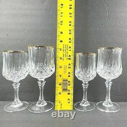 Cristal D'Arques Longchamp Gold (8) Wine Glasses (4) Water Goblets Set Crystal