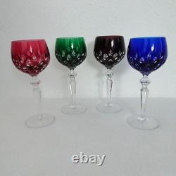 Cristal de Lorraine French Cut Crystal Wine Glasses Goblets Set of 4 Multicolor