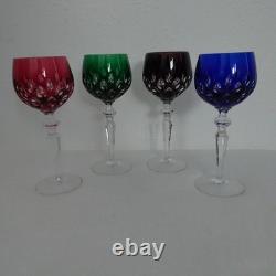 Cristal de Lorraine French Cut Crystal Wine Glasses Goblets Set of 4 Multicolor