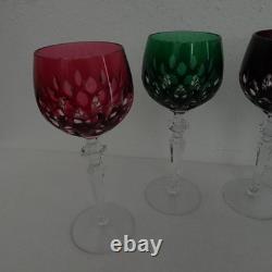 Cristal de Lorraine French Cut Crystal Wine Glasses Goblets Set of 4 Multicolor