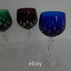 Cristal de Lorraine French Cut Crystal Wine Glasses Goblets Set of 4 Multicolor