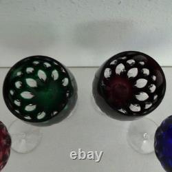 Cristal de Lorraine French Cut Crystal Wine Glasses Goblets Set of 4 Multicolor