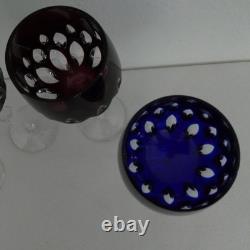 Cristal de Lorraine French Cut Crystal Wine Glasses Goblets Set of 4 Multicolor