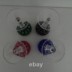Cristal de Lorraine French Cut Crystal Wine Glasses Goblets Set of 4 Multicolor