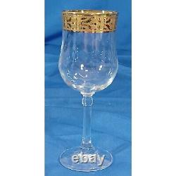 Cristalleria Fratelli Fumo Crystal Wine Glasses Regina Ricamo Oro 24K Gold Band