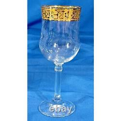 Cristalleria Fratelli Fumo Crystal Wine Glasses Regina Ricamo Oro 24K Gold Band