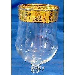 Cristalleria Fratelli Fumo Crystal Wine Glasses Regina Ricamo Oro 24K Gold Band