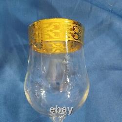 Cristalleria Fratelli Fumo Crystal Wine Glasses Regina Ricamo Oro 24K Gold Band