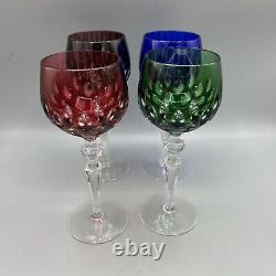 Cristallerie Lorraine France Crystal Wine Glasses Goblets Set of 4 Cut To Clear