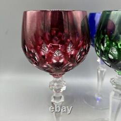 Cristallerie Lorraine France Crystal Wine Glasses Goblets Set of 4 Cut To Clear