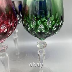 Cristallerie Lorraine France Crystal Wine Glasses Goblets Set of 4 Cut To Clear