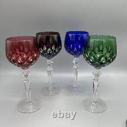 Cristallerie Lorraine France Crystal Wine Glasses Goblets Set of 4 Cut To Clear