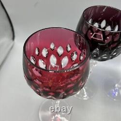 Cristallerie Lorraine France Crystal Wine Glasses Goblets Set of 4 Cut To Clear