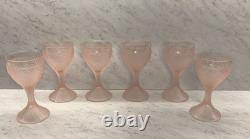 Cristallin Italy 6 Pink Pos Alexandrite Neodymium Satin Crystal Wine Glasses