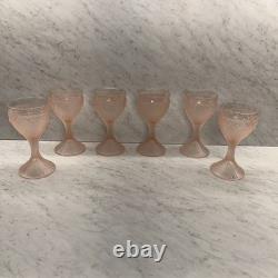 Cristallin Italy 6 Pink Pos Alexandrite Neodymium Satin Crystal Wine Glasses