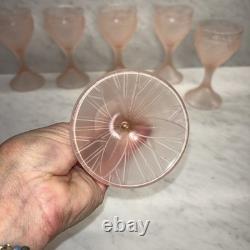 Cristallin Italy 6 Pink Pos Alexandrite Neodymium Satin Crystal Wine Glasses