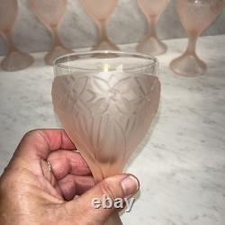 Cristallin Italy 6 Pink Pos Alexandrite Neodymium Satin Crystal Wine Glasses