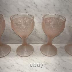 Cristallin Italy 6 Pink Pos Alexandrite Neodymium Satin Crystal Wine Glasses