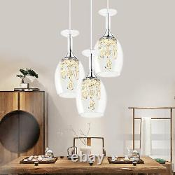 Crystal 3-Light LED Wine Glasses Ceiling Light Chandelier Fixtures Pendant Lamp