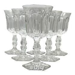 Crystal 6 Panel Wine Glass Clear Double Bulbous Stem 6 1/2 6pc